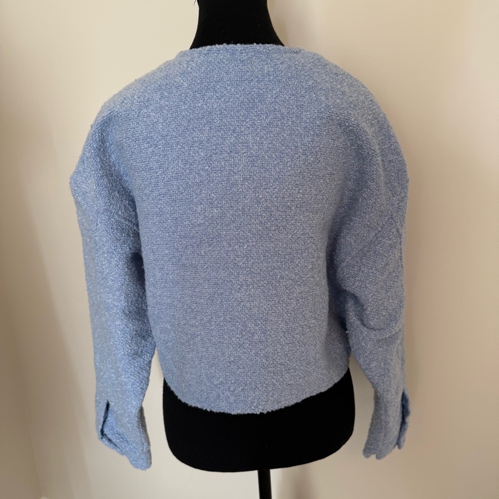 H&M NWT BLUE CROPPED TWEED COAT - Picture 4 of 6